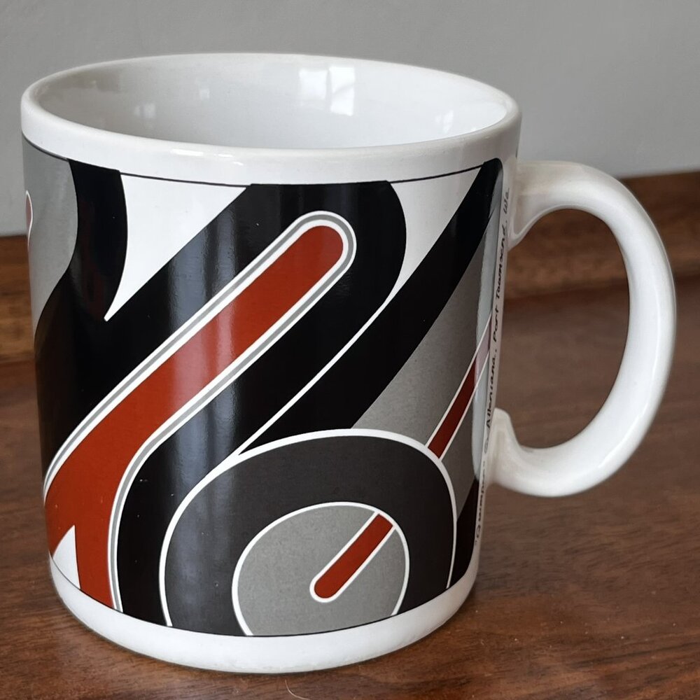 Vintage Alleniana Mug "Quimper" Port Townsend WA 70s Mod Coffee Cup Brown Black